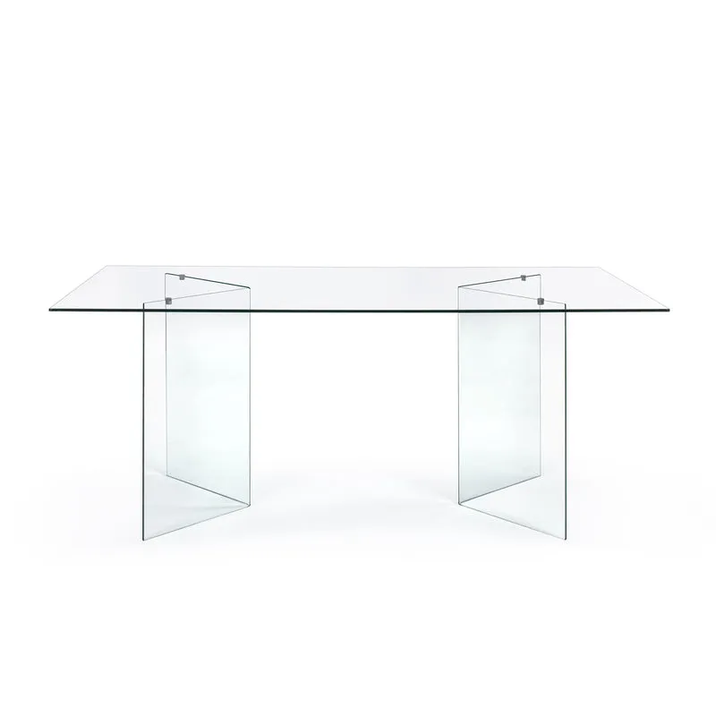 Tavolo "Iride" porta PC con struttura in vetro trasparente Scrivania 180 X 90 cm per ufficio e cameretta