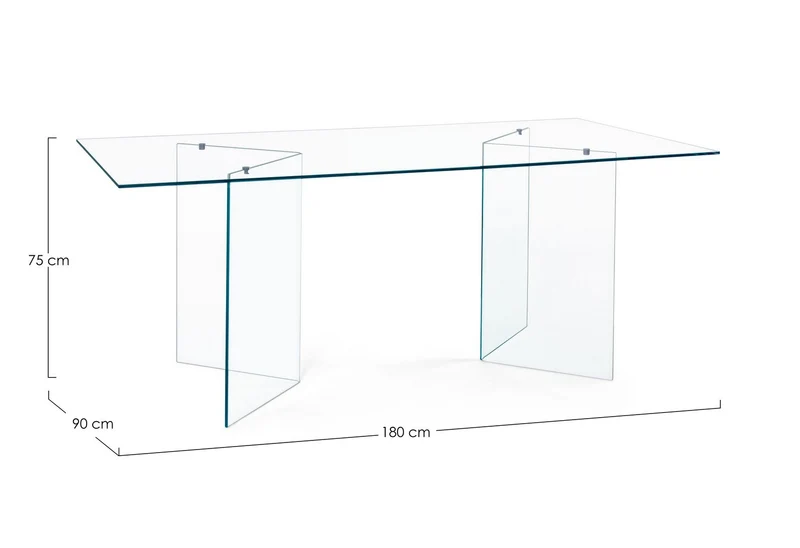 Tavolo "Iride" porta PC con struttura in vetro trasparente Scrivania 180 X 90 cm per ufficio e cameretta