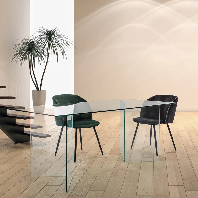 Tavolo "Iride" porta PC con struttura in vetro trasparente Scrivania 180 X 90 cm per ufficio e cameretta