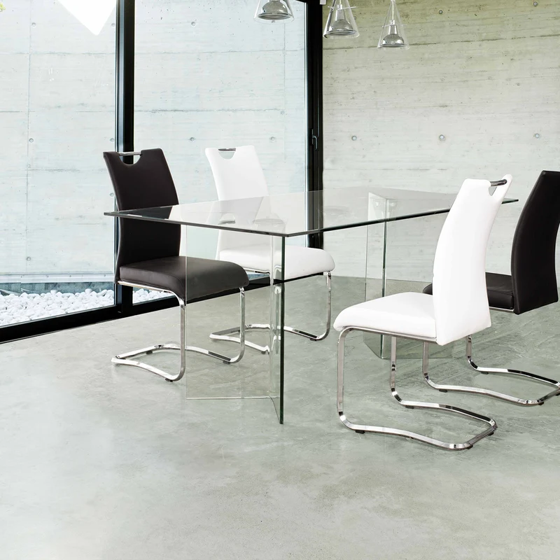 Tavolo "Iride" porta PC con struttura in vetro trasparente Scrivania 180 X 90 cm per ufficio e cameretta