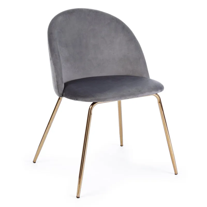 Sedia "Tanya" in velluto Grigio Scuro e gambe ottone h 77 cm arredamento moderno