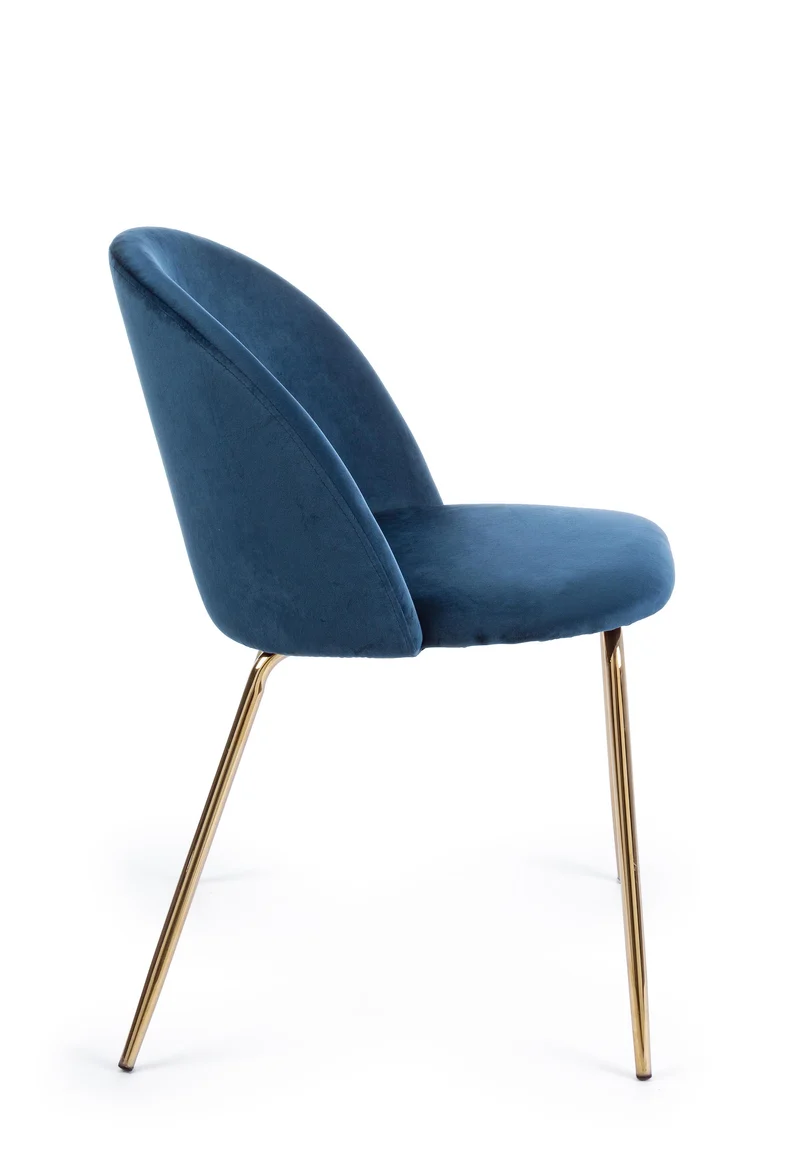 Sedia "Tanya" in velluto Blu Scuro con gambe ottone h 77 cm arredamento moderno