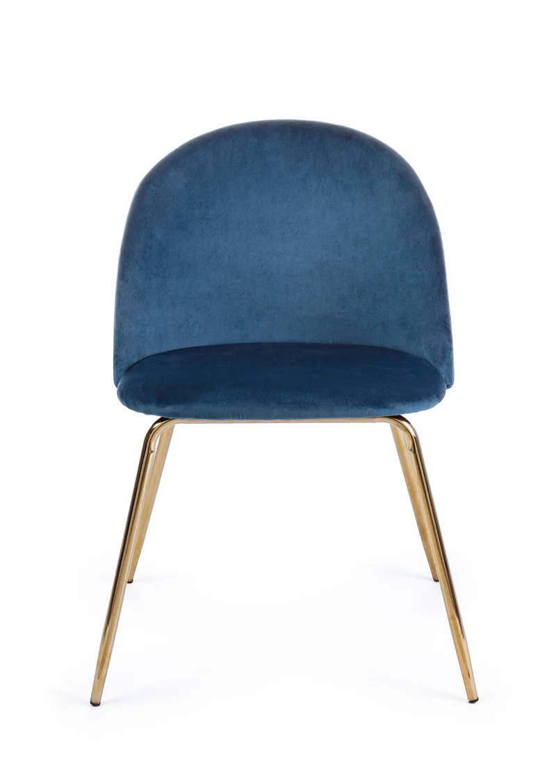 Sedia "Tanya" in velluto Blu Scuro con gambe ottone h 77 cm arredamento moderno
