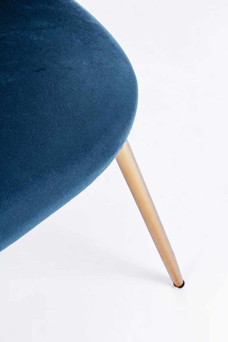 Sedia "Tanya" in velluto Blu Scuro con gambe ottone h 77 cm arredamento moderno