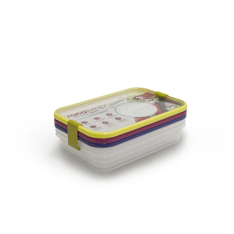Set 3 vaschette ciotole portavivande porta cibo con coperchi per viaggio
