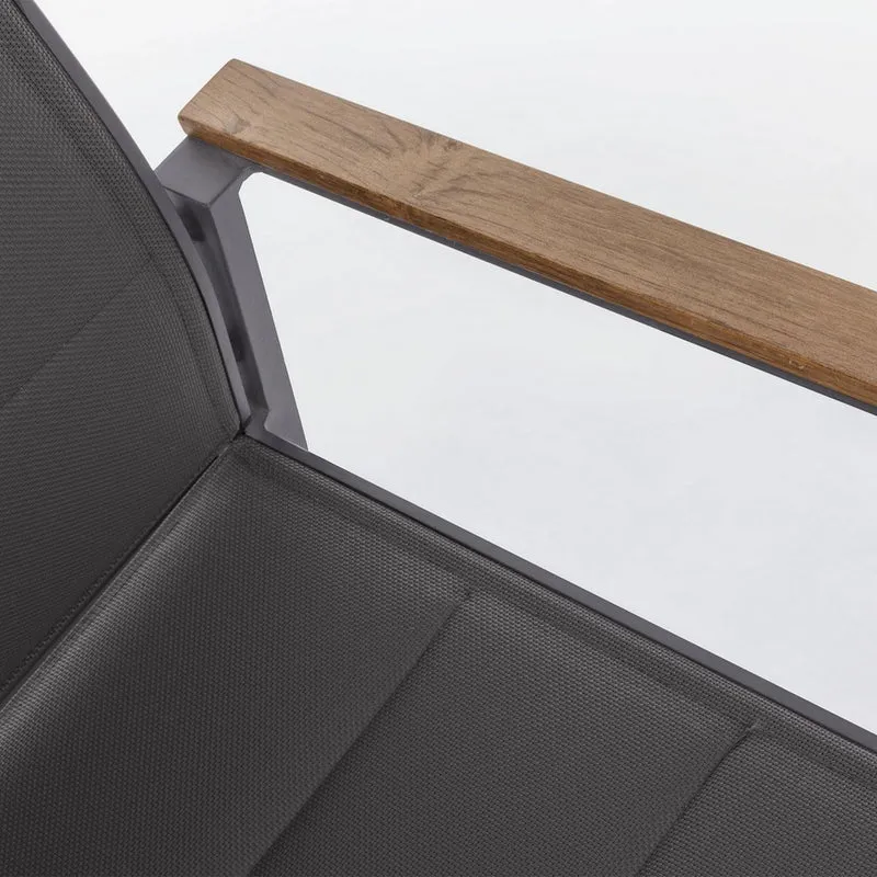 Sedia poltrona "Kubik" da esterno giardino in alluminio verniciato a polvere con dettagli in legno
