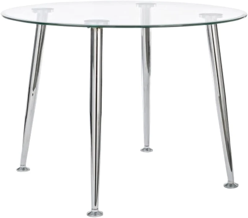 Tavolo da pranzo moderno "Tower" in vetro tondo ø 105 cm piedi cromati