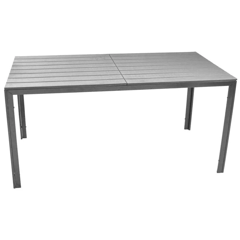 Tavolo "tenerife" in metallo con piano in resina effetto legno da giardino 156 x 78 cm