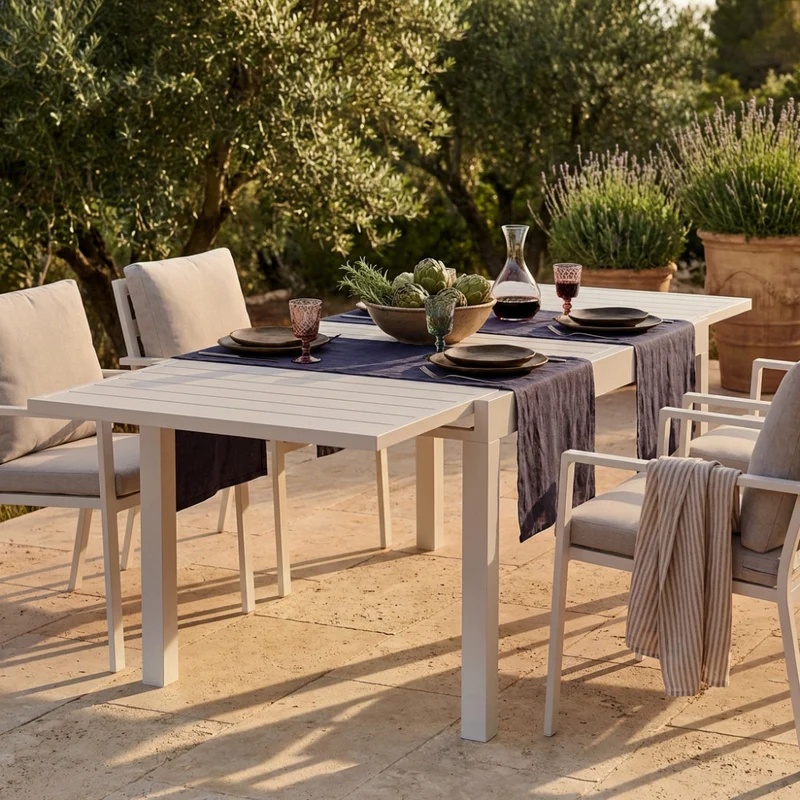 Tavolo allungabile "Samoa" in alluminio Tortora dogato da esterno per giardino e veranda