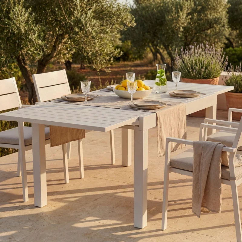 Tavolo allungabile "Samoa" in alluminio Tortora dogato da esterno per giardino e veranda