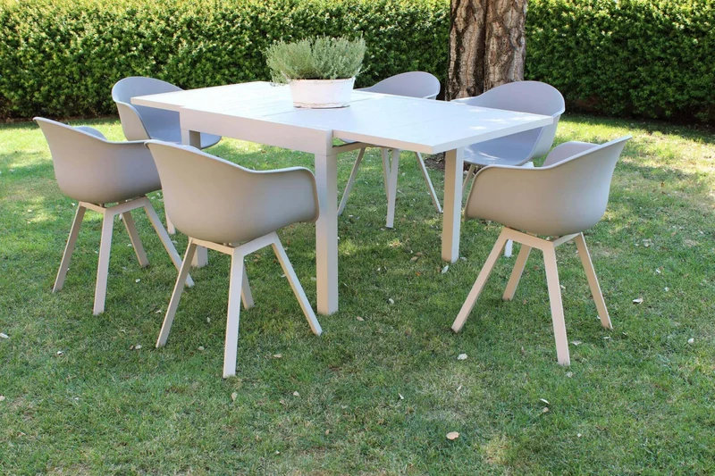 Tavolo allungabile "Samoa" in alluminio Tortora dogato da esterno per giardino e veranda