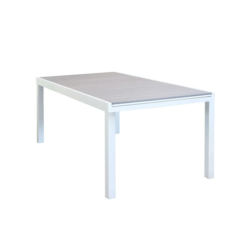 Tavolo allungabile "Santorini" in alluminio Bianco e Polywood dogato per esterno 180/240x100 cm