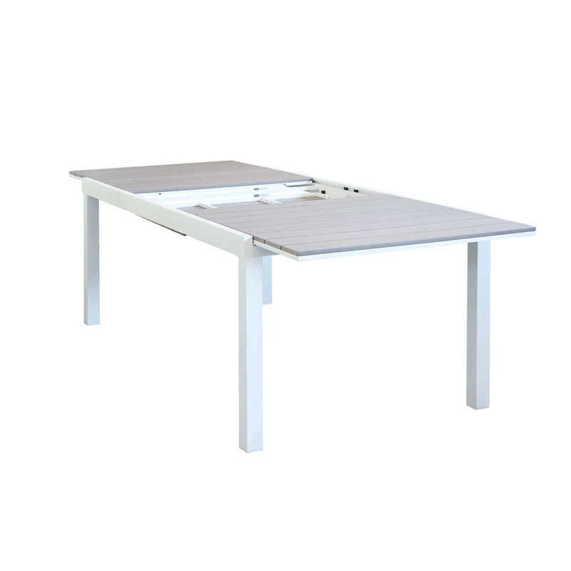 Tavolo allungabile "Santorini" in alluminio Bianco e Polywood dogato per esterno 180/240x100 cm