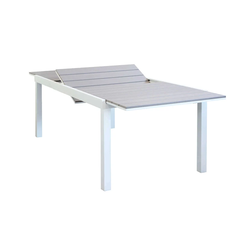 Tavolo allungabile "Santorini" in alluminio Bianco e Polywood dogato per esterno 180/240x100 cm
