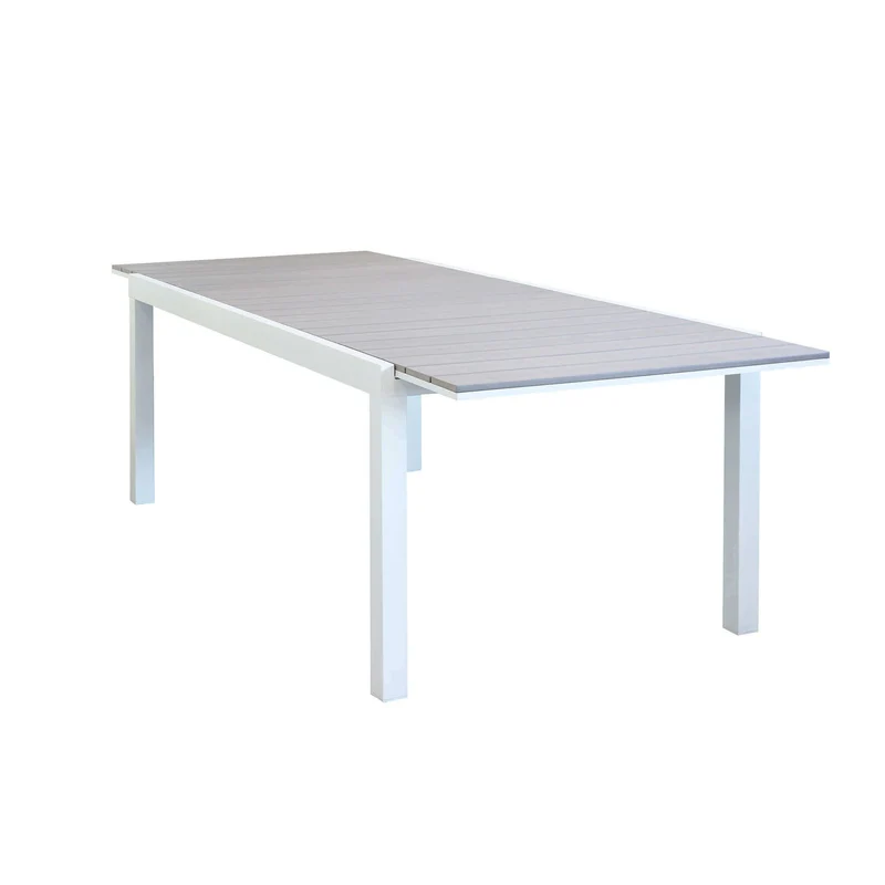 Tavolo allungabile "Santorini" in alluminio Bianco e Polywood dogato per esterno 180/240x100 cm