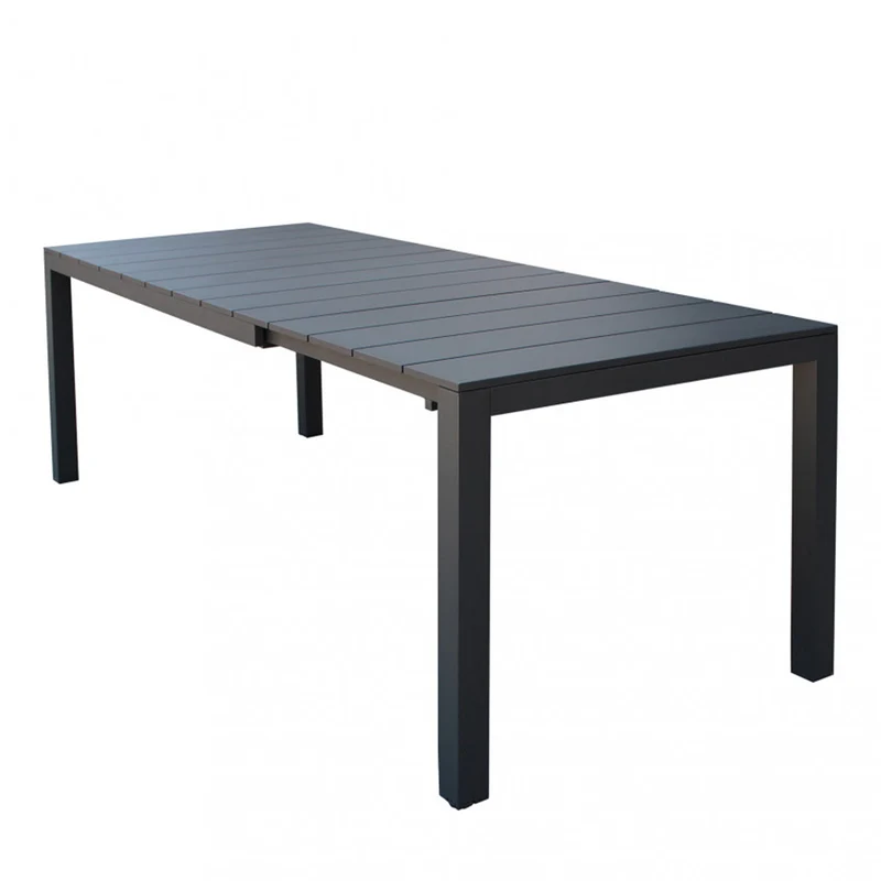 Tavolo allungabile Antracite "Seychelles" piano telescopico con doghe in alluminio per giardino e veranda 215/285 cm