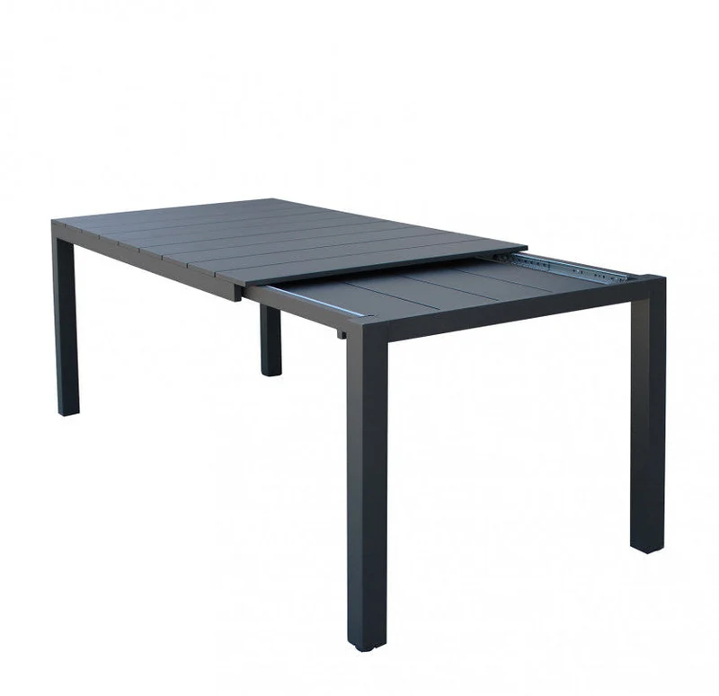 Tavolo allungabile Antracite "Seychelles" piano telescopico con doghe in alluminio per giardino e veranda 215/285 cm