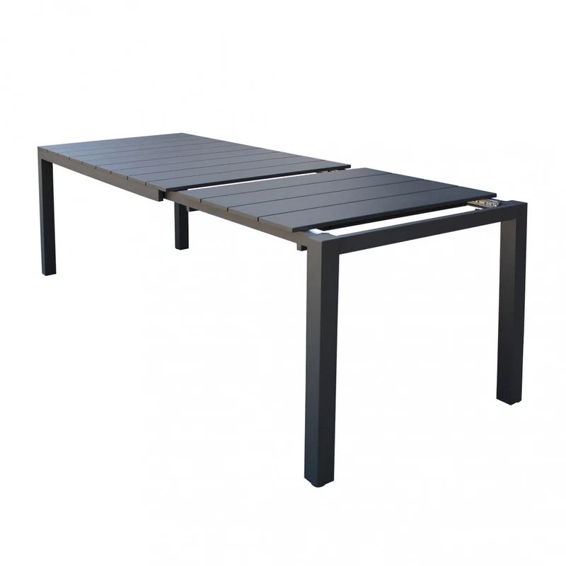 Tavolo allungabile Antracite "Seychelles" piano telescopico con doghe in alluminio per giardino e veranda 215/285 cm