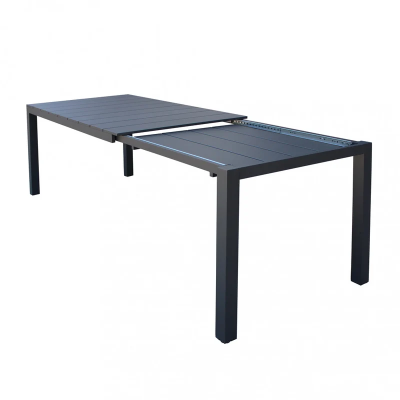 Tavolo allungabile Antracite "Seychelles" piano telescopico con doghe in alluminio per giardino e veranda 215/285 cm