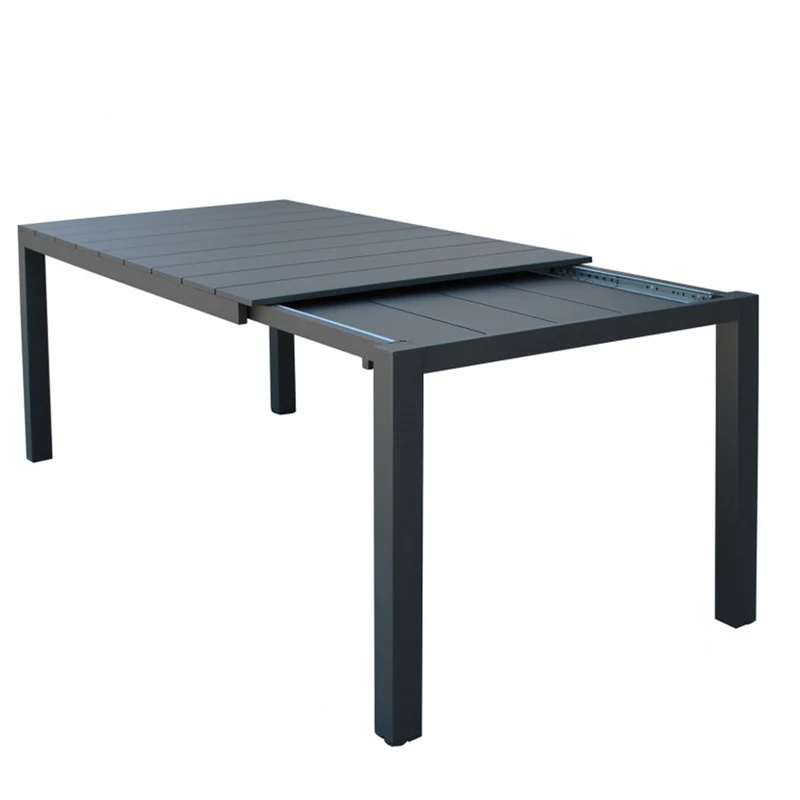 Tavolo allungabile Antracite "Seychelles" piano telescopico con doghe in alluminio per giardino e veranda 215/285 cm