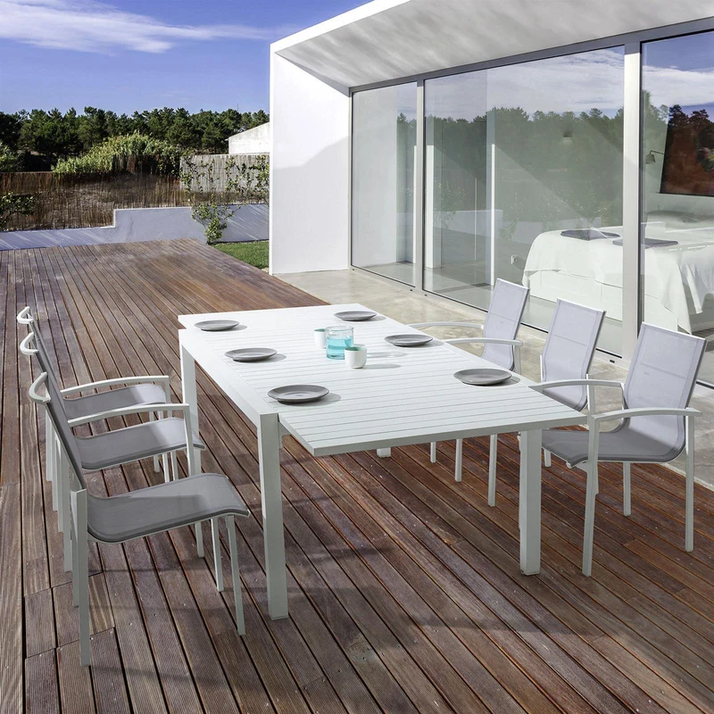 Tavolo allungabile "Atlantic" in alluminio Bianco dogato da esterno per giardino e veranda 180/270 cm