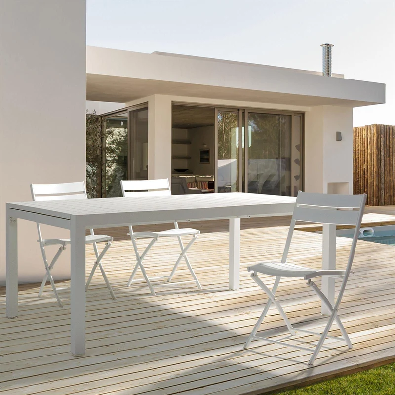 Tavolo allungabile "Atlantic" in alluminio Bianco dogato da esterno per giardino e veranda 180/270 cm