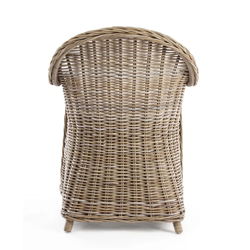 Poltrona con cuscino "New Martin" in rattan naturale per giardino e veranda h 89 cm