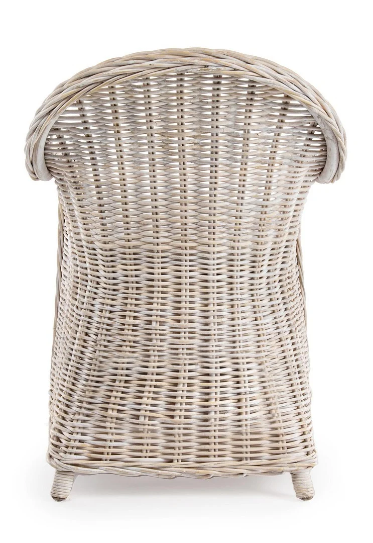 Poltrona con cuscino "New Martin" in rattan naturale per giardino e veranda h 89 cm