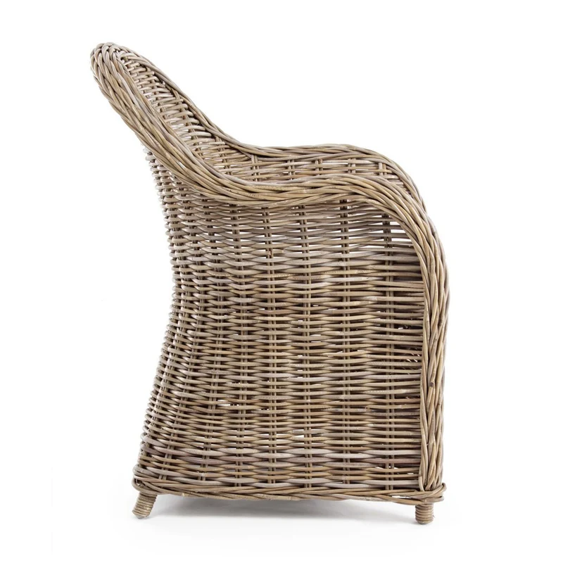 Poltrona con cuscino "New Martin" in rattan naturale per giardino e veranda h 89 cm