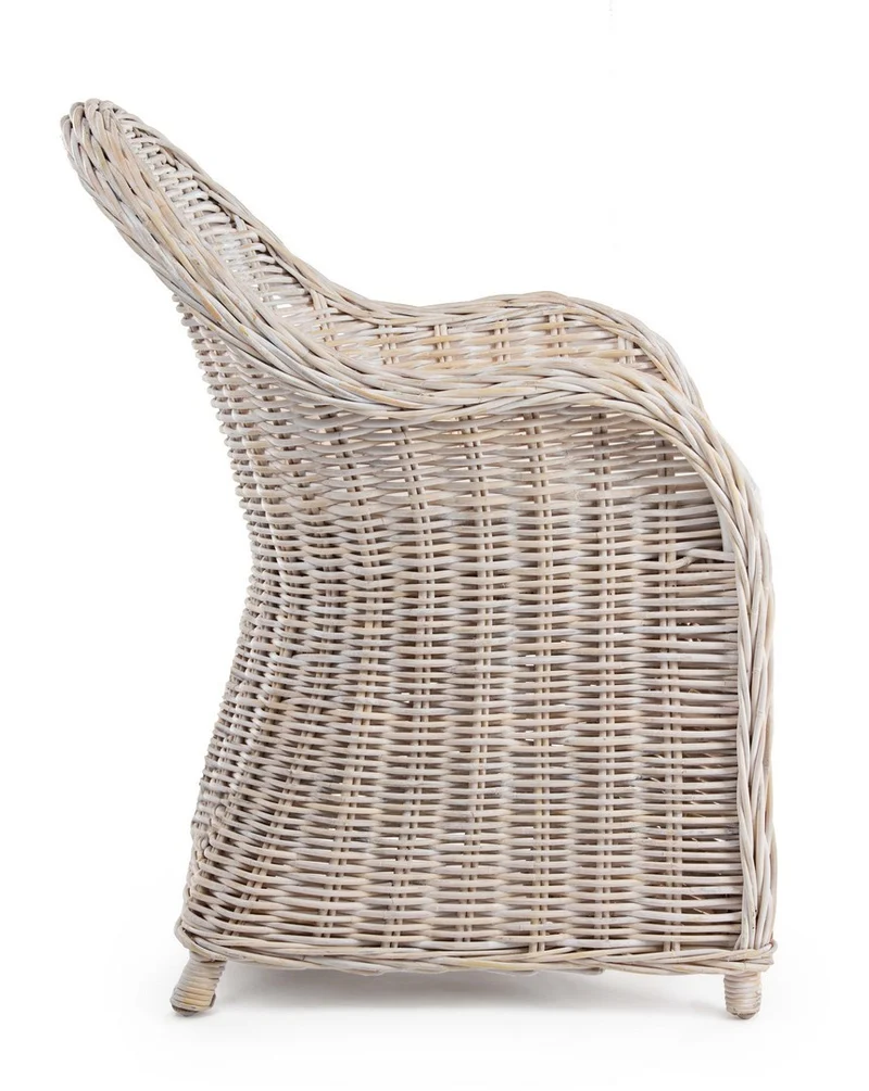 Poltrona con cuscino "New Martin" in rattan naturale per giardino e veranda h 89 cm