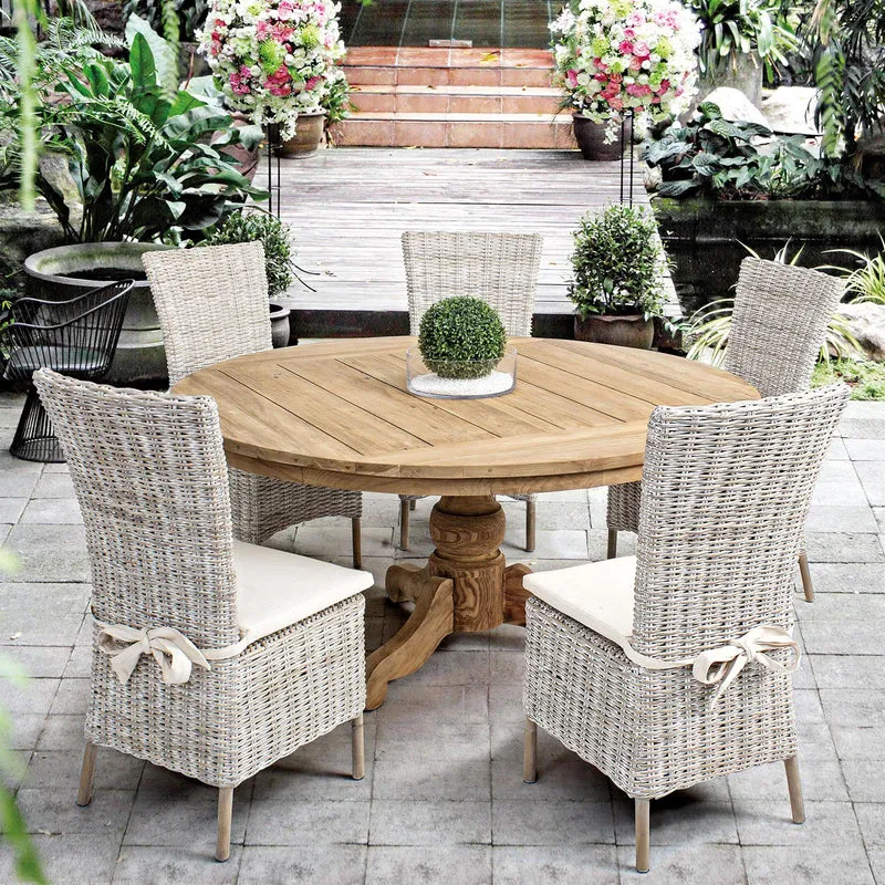 Sedia con cuscino "Isla" in rattan naturale per giardino e veranda h 102 cm