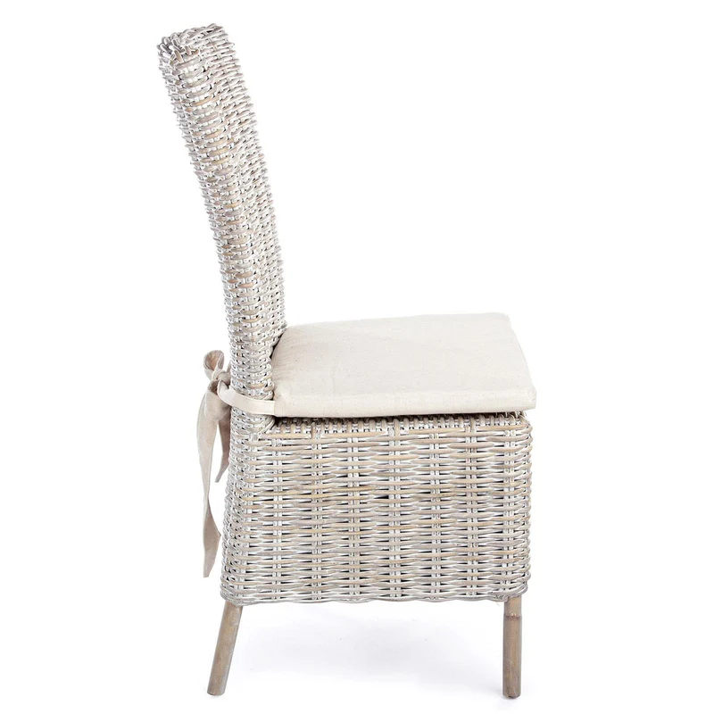 Sedia con cuscino "Isla" in rattan naturale per giardino e veranda h 102 cm