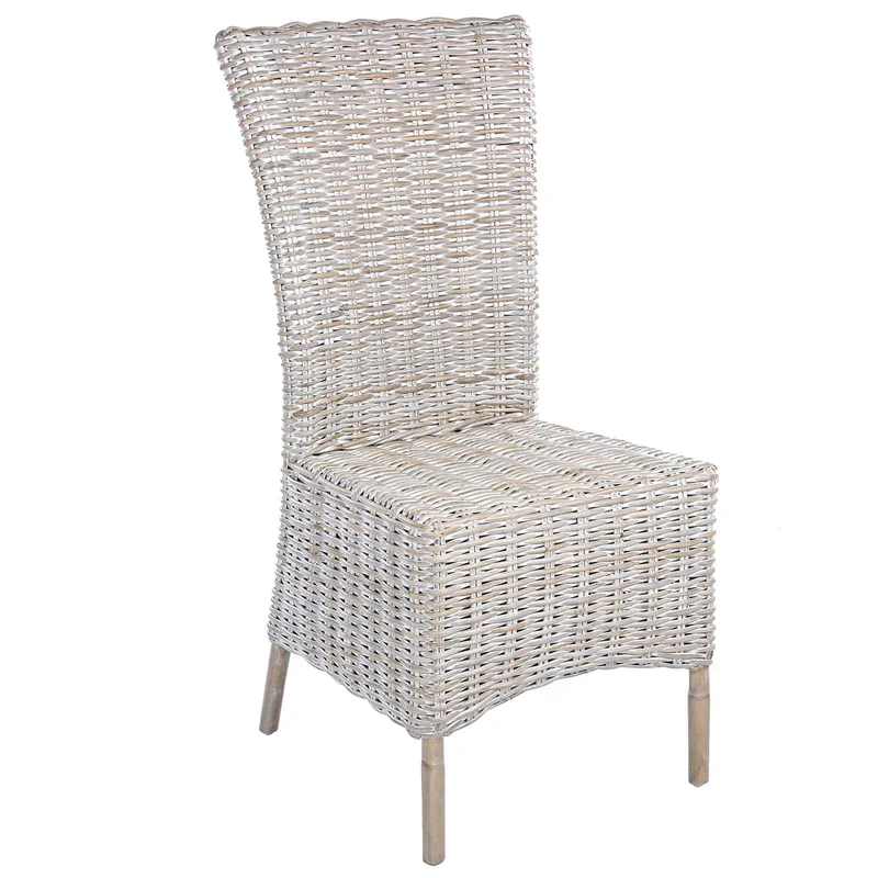 Sedia con cuscino "Isla" in rattan naturale per giardino e veranda h 102 cm