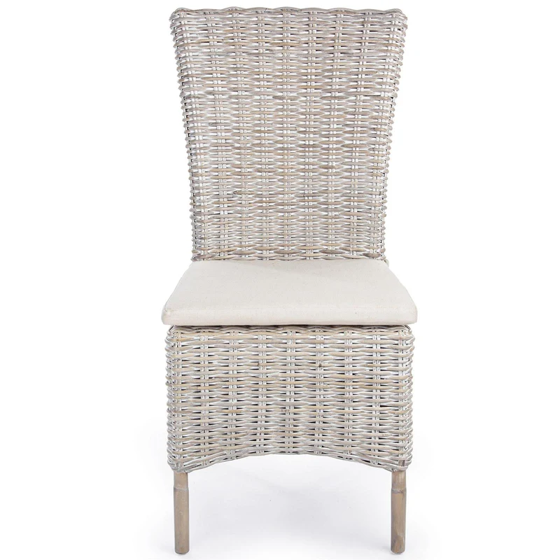 Sedia con cuscino "Isla" in rattan naturale per giardino e veranda h 102 cm