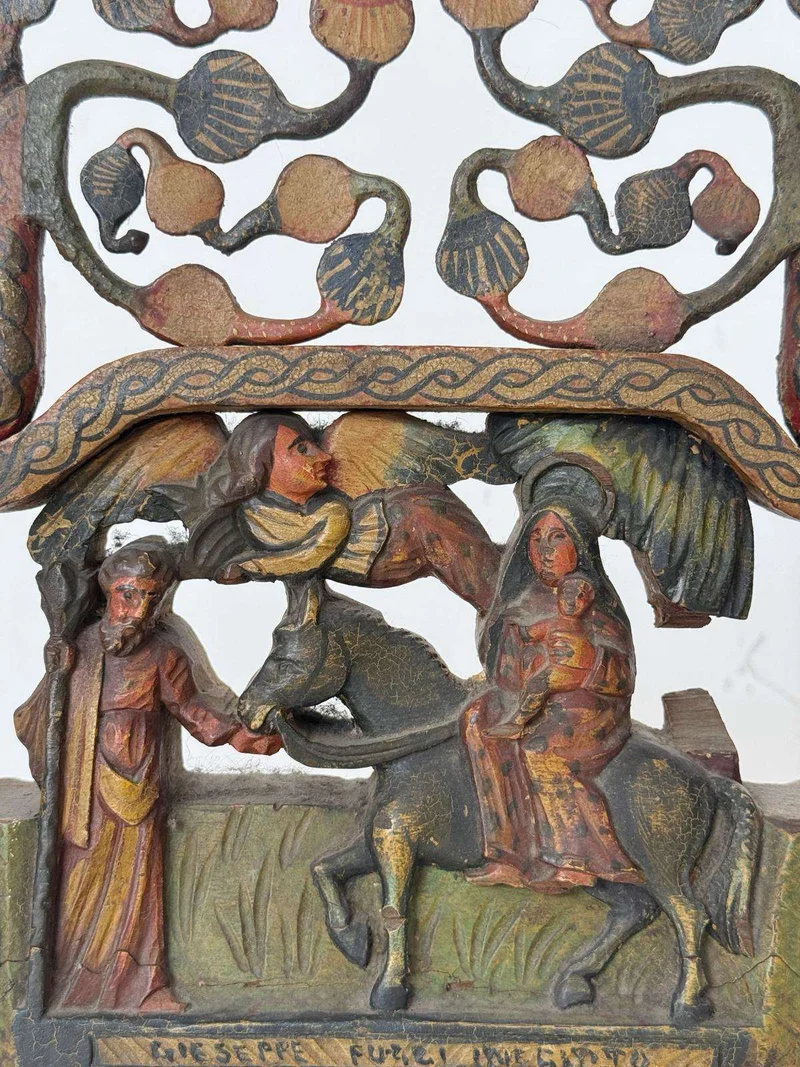 Frammento di Carretto Siciliano Trasformato in Tavolino da Caffè, Sicilia, fine XIX – inizio XX secolo