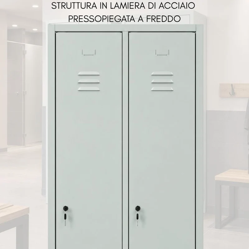 Armadio spogliatoio 68x35x180 Mobile in Lamiera 2 Ante Salvaspazio