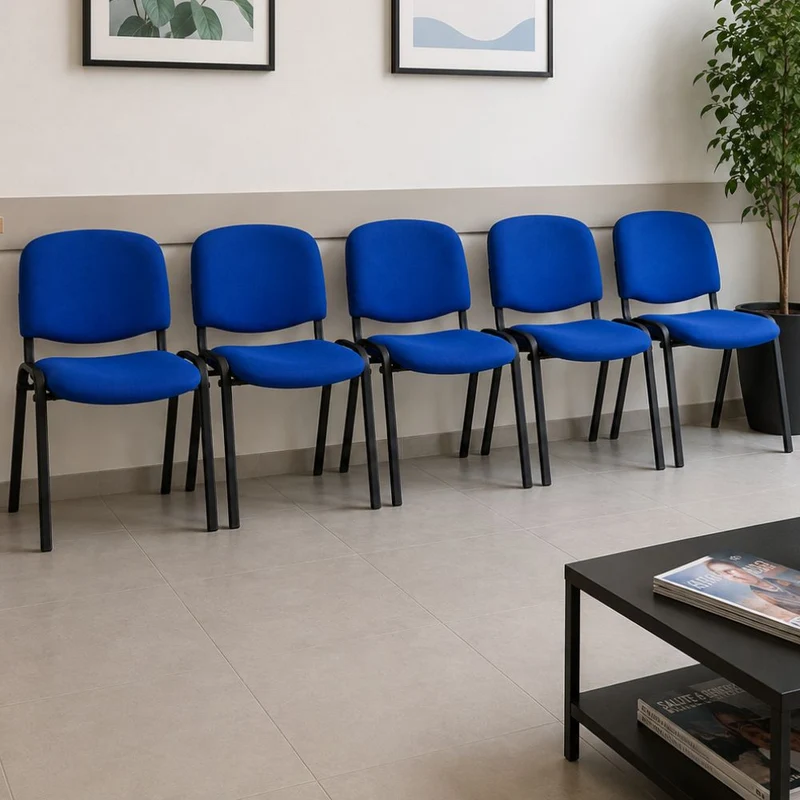 Sedia Sala d’Attesa x5 Poltrona Imbottita e Impilabile, Struttura Metallo