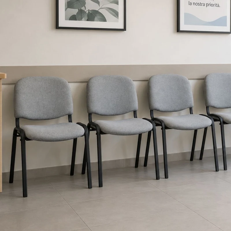 Sedia Sala d’Attesa x5 Poltrona Imbottita e Impilabile, Struttura Metallo