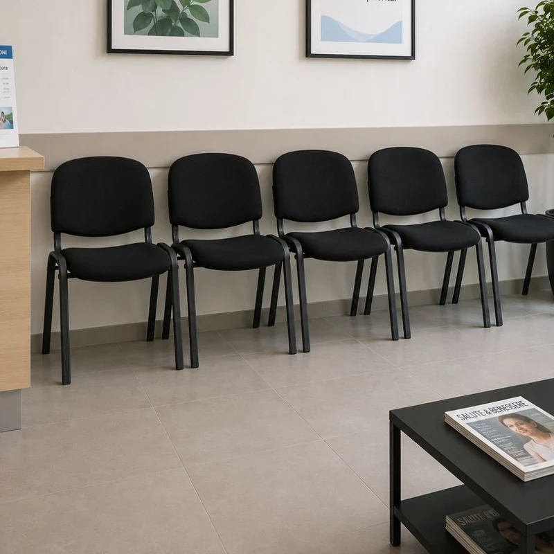 Sedia Sala d’Attesa x5 Poltrona Imbottita e Impilabile, Struttura Metallo
