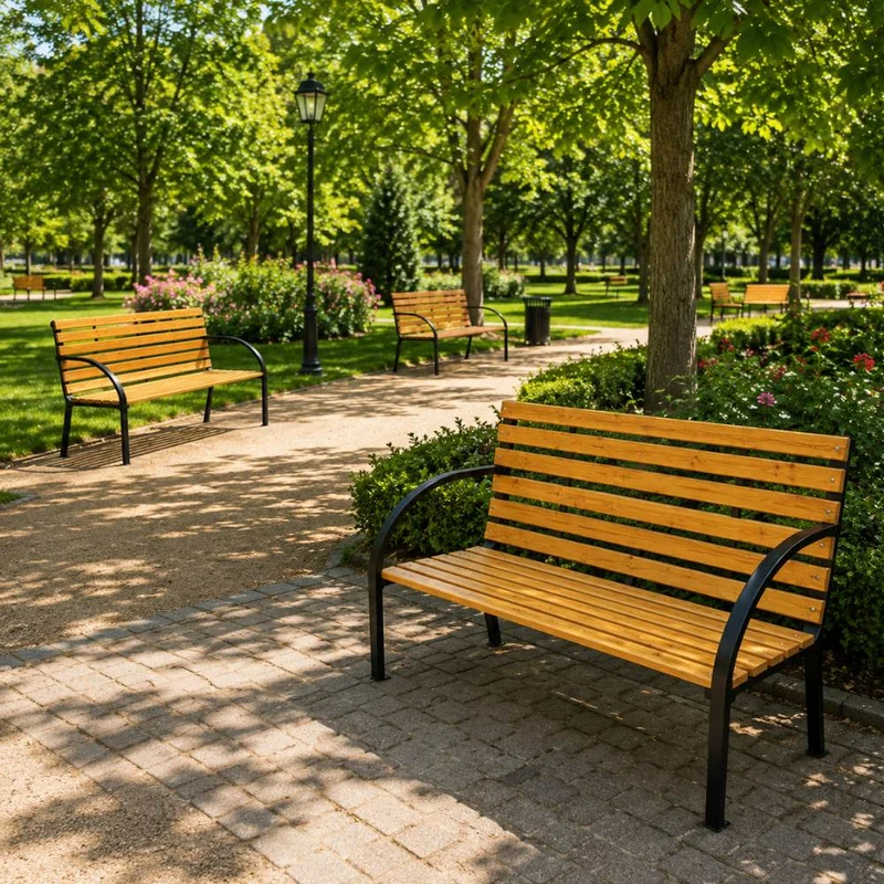 Panchina da Giardino Panca 2 Posti Acciaio Seduta e Schienale in Legno