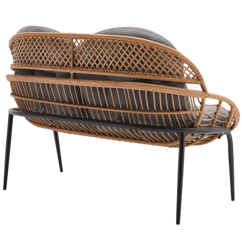 Salotto da Giardino in Rattan Sintetico e Acciaio Divanetto Poltrone e Tavolino