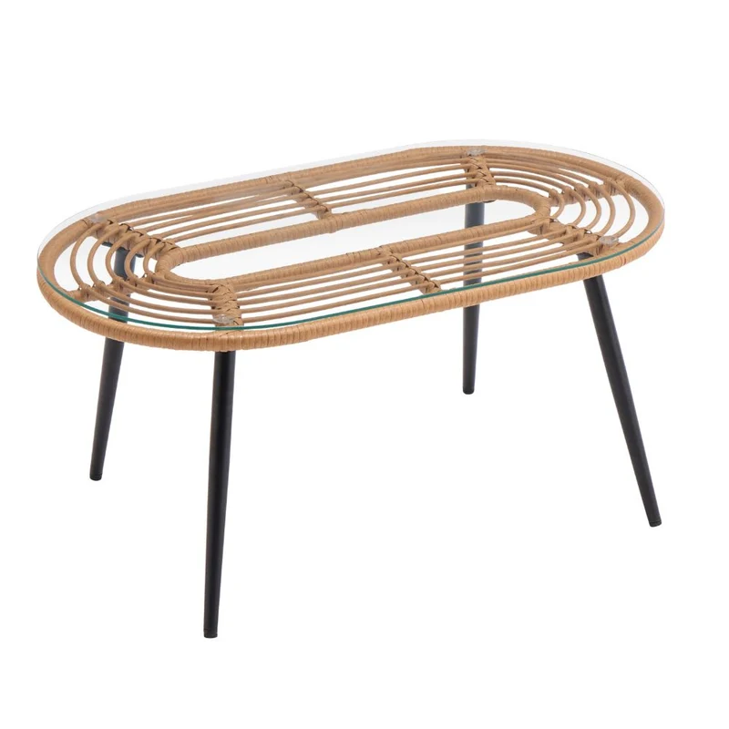 Salotto da Giardino in Rattan Sintetico e Acciaio Divanetto Poltrone e Tavolino