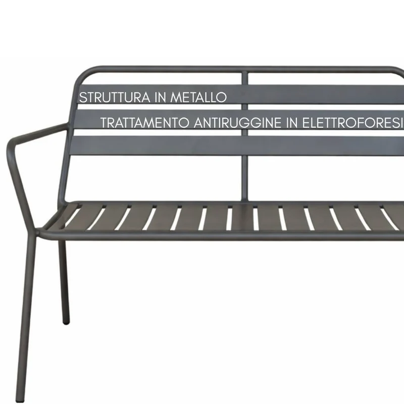 Salotto da Giardino 4 Posti Divano Poltrone Tavolino in Metallo