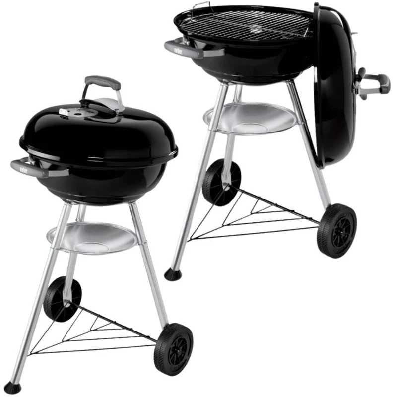 Barbecue a Carbone BBQ Griglia Acciaio con Coperchio Ruote Portacenere