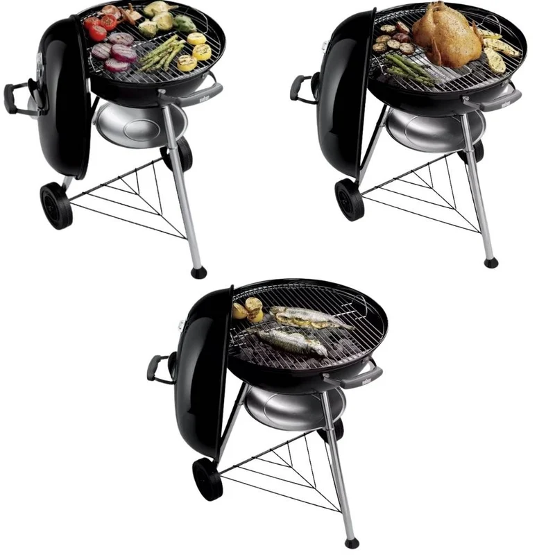 Barbecue a Carbone BBQ Griglia Acciaio con Coperchio Ruote Portacenere