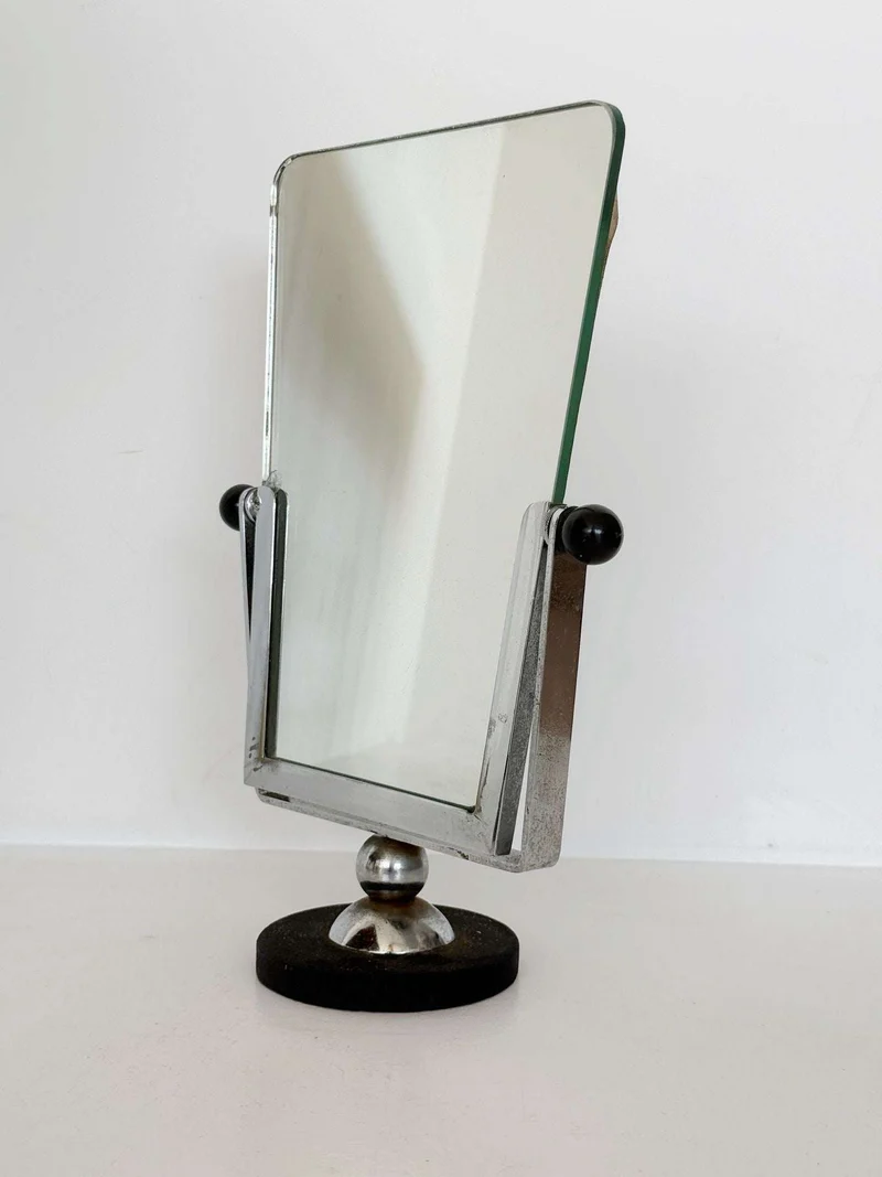 Adjustable table mirror in chromed metal and Bakelite, 1930s–1940s