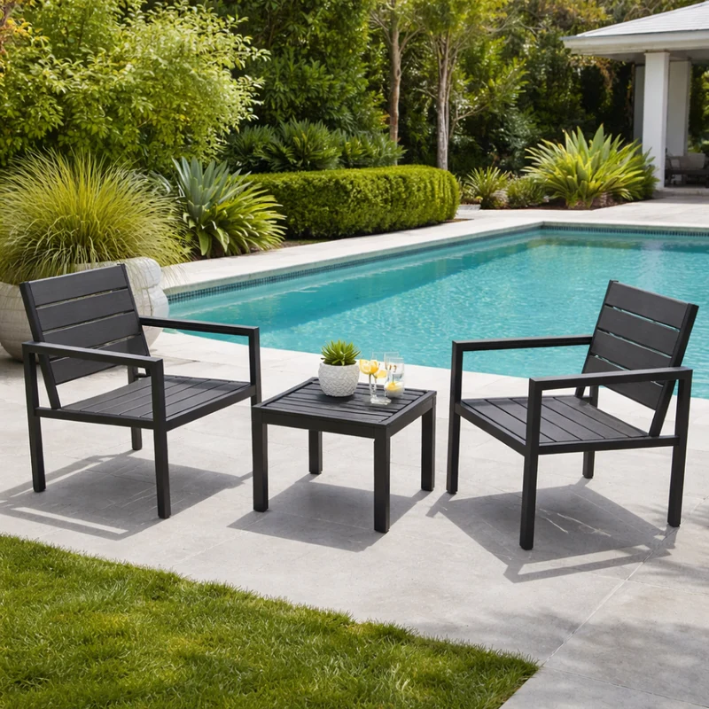 Set Tavolo e Sedie da Giardino Moderno 2 Posti Salottino da Esterno