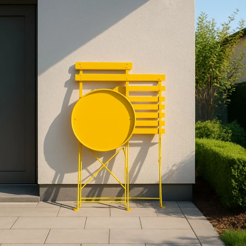 Set Bistrot Tavolo e Sedie Pieghevoli da Giardino Esterno in Acciaio - Giallo