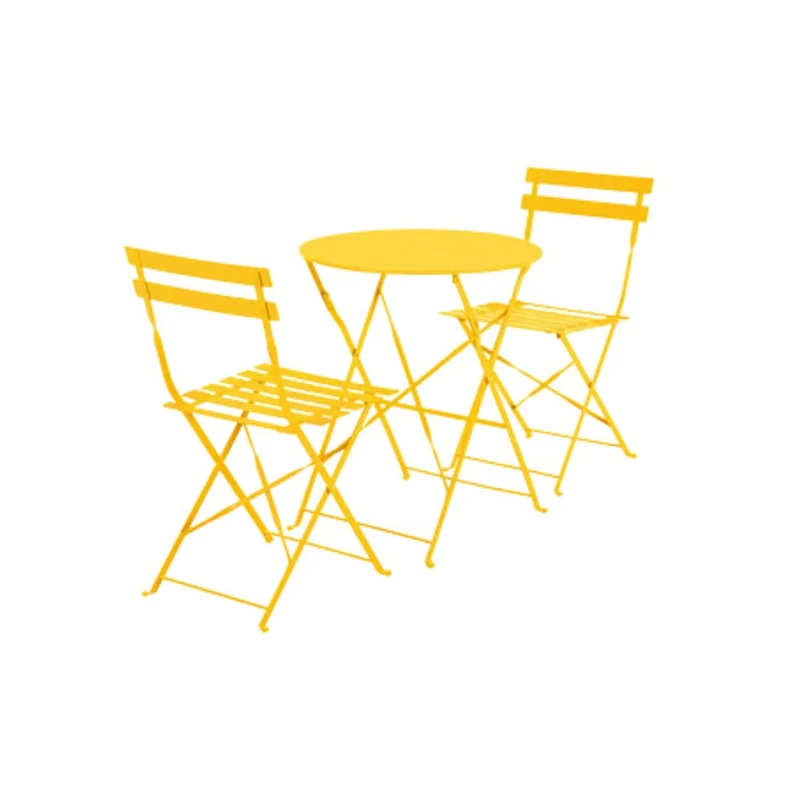Set Bistrot Tavolo e Sedie Pieghevoli da Giardino Esterno in Acciaio - Giallo