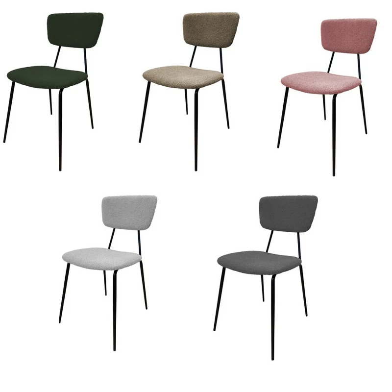 Set 4 Sedie Sala da Pranzo Imbottite Impilabili Bouclè 44x44x83 cm